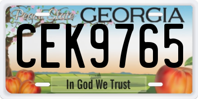 GA license plate CEK9765