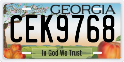 GA license plate CEK9768