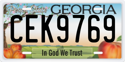 GA license plate CEK9769