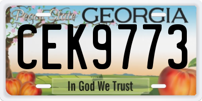 GA license plate CEK9773