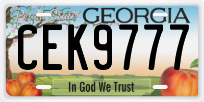 GA license plate CEK9777
