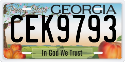 GA license plate CEK9793