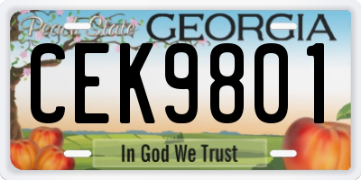 GA license plate CEK9801