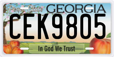 GA license plate CEK9805