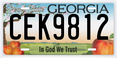 GA license plate CEK9812