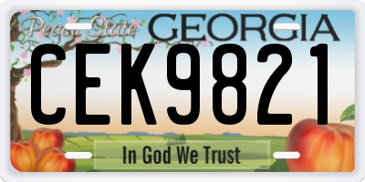 GA license plate CEK9821