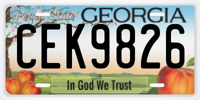 GA license plate CEK9826