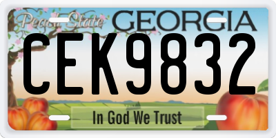 GA license plate CEK9832