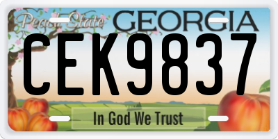 GA license plate CEK9837