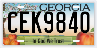 GA license plate CEK9840