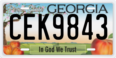 GA license plate CEK9843