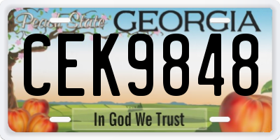 GA license plate CEK9848