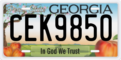 GA license plate CEK9850