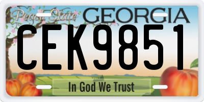 GA license plate CEK9851