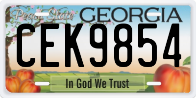 GA license plate CEK9854