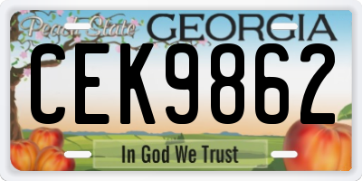 GA license plate CEK9862
