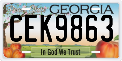 GA license plate CEK9863