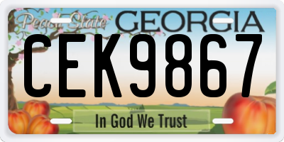 GA license plate CEK9867