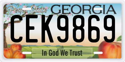 GA license plate CEK9869