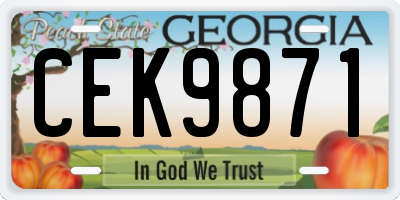 GA license plate CEK9871