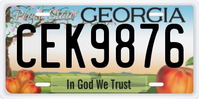 GA license plate CEK9876