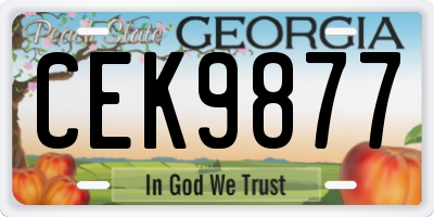GA license plate CEK9877
