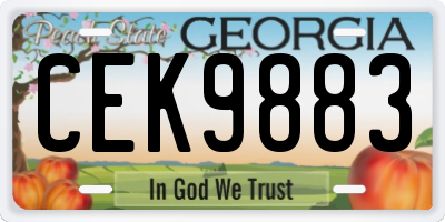 GA license plate CEK9883