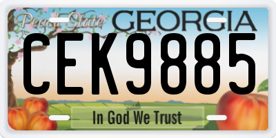 GA license plate CEK9885
