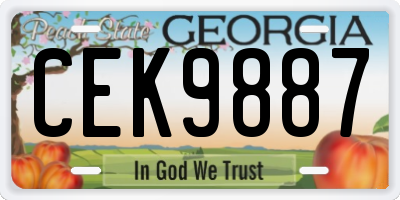 GA license plate CEK9887