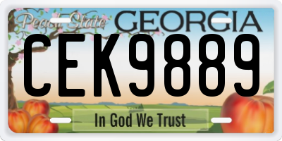 GA license plate CEK9889