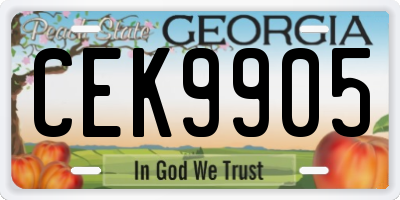 GA license plate CEK9905