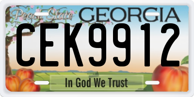 GA license plate CEK9912