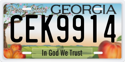 GA license plate CEK9914