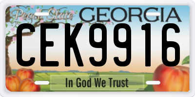 GA license plate CEK9916