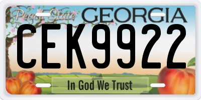 GA license plate CEK9922