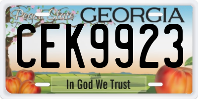 GA license plate CEK9923