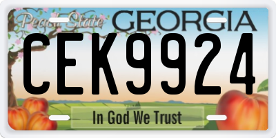 GA license plate CEK9924