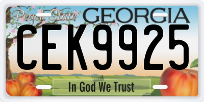 GA license plate CEK9925