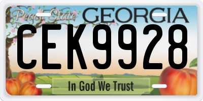 GA license plate CEK9928