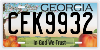 GA license plate CEK9932