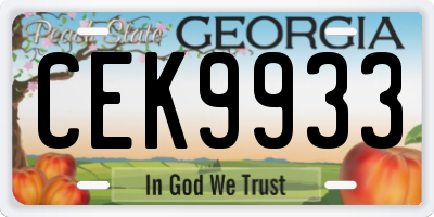 GA license plate CEK9933