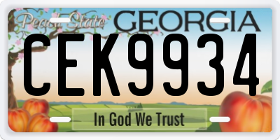 GA license plate CEK9934