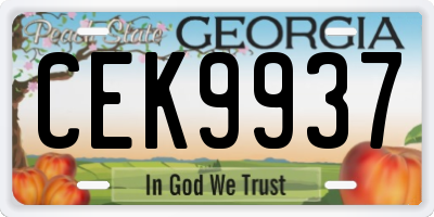 GA license plate CEK9937