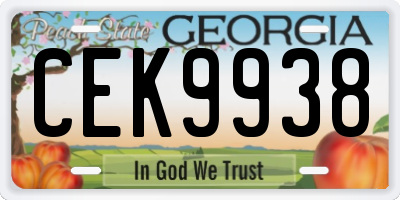GA license plate CEK9938