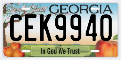 GA license plate CEK9940
