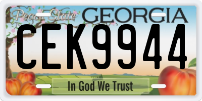 GA license plate CEK9944