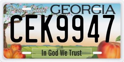 GA license plate CEK9947
