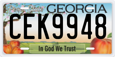GA license plate CEK9948