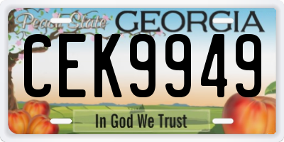 GA license plate CEK9949