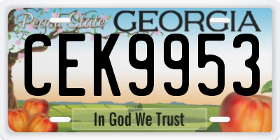 GA license plate CEK9953